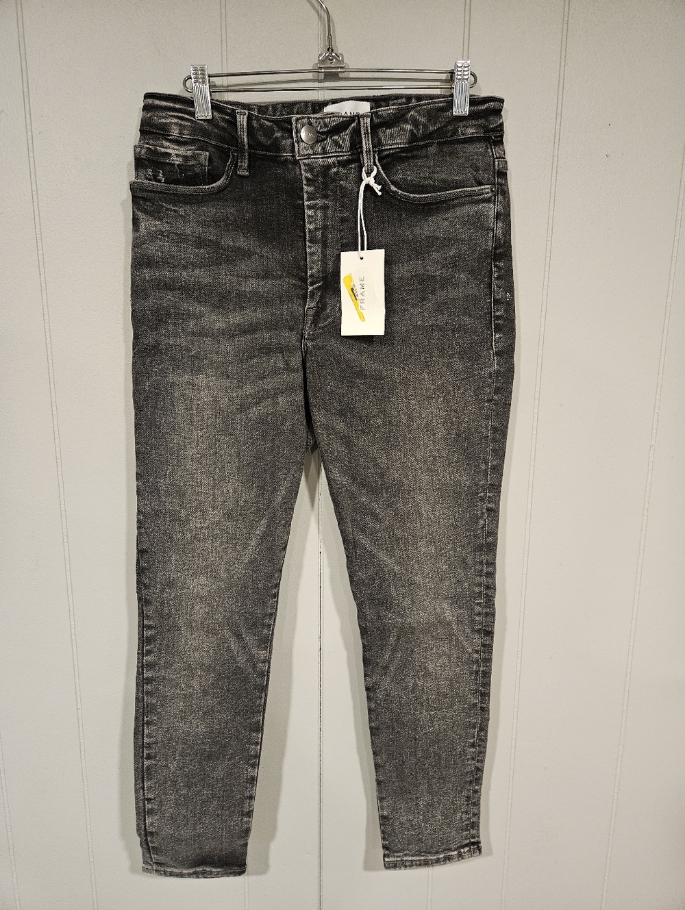 Frame Le One Skinny Womens Size 2 Black Denim Jeans 29x27 Mid Rise Stretch NWT